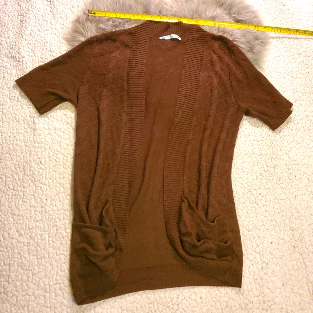 Cardigan Brown Shortsleeve with Pockets Maurices M